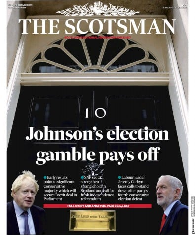 The Scotsman Newspaper Front Page (UK) for 13 December 2019