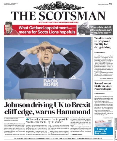The Scotsman Newspaper Front Page (UK) for 13 June 2019