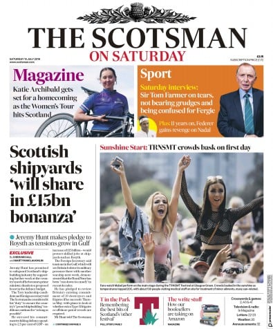 The Scotsman Newspaper Front Page (UK) for 13 July 2019
