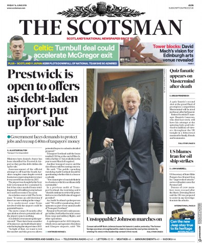 The Scotsman Newspaper Front Page (UK) for 14 June 2019