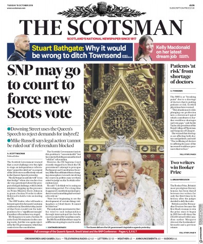 The Scotsman Newspaper Front Page (UK) for 15 October 2019