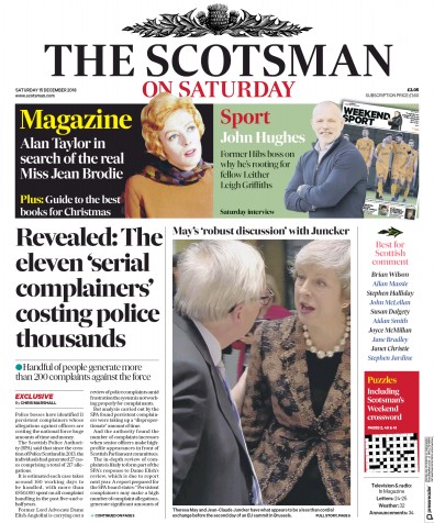 The Scotsman Newspaper Front Page (UK) for 15 December 2018
