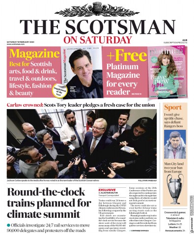 The Scotsman Newspaper Front Page (UK) for 15 February 2020