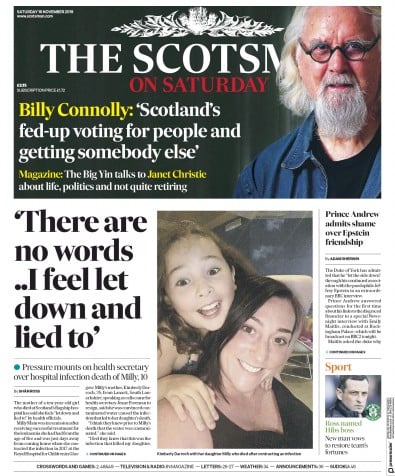 The Scotsman Newspaper Front Page (UK) for 16 November 2019