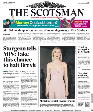 The Scotsman Newspaper Front Page (UK) for 16 January 2019