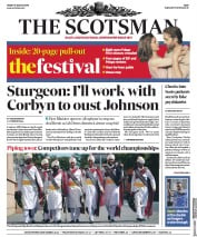 The Scotsman (UK) Newspaper Front Page for 16 August 2019
