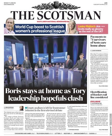 The Scotsman Newspaper Front Page (UK) for 17 June 2019