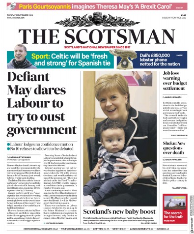 The Scotsman Newspaper Front Page (UK) for 18 December 2018