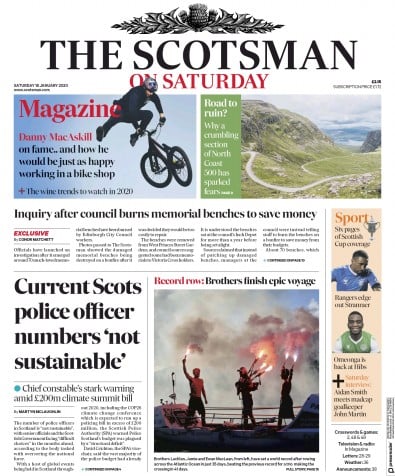 The Scotsman Newspaper Front Page (UK) for 18 January 2020