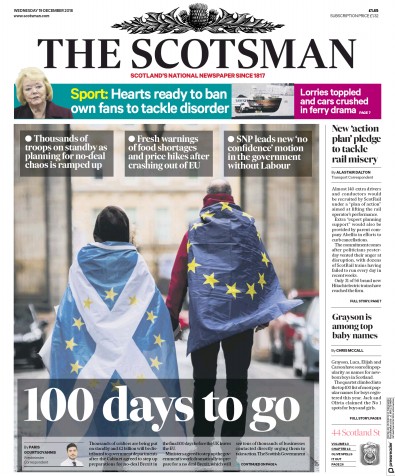 The Scotsman Newspaper Front Page (UK) for 19 December 2018