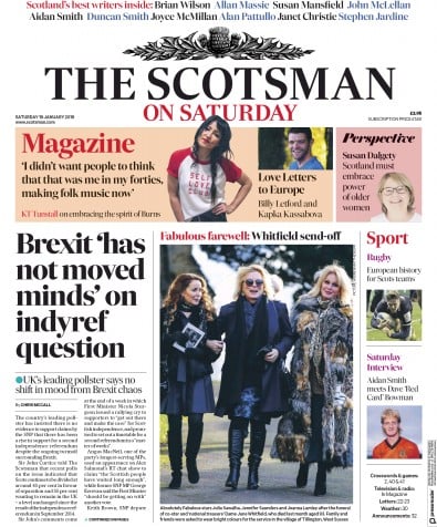 The Scotsman Newspaper Front Page (UK) for 19 January 2019
