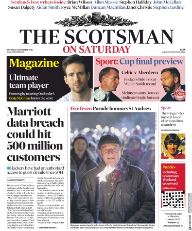 The Scotsman Newspaper Front Page (UK) for 1 December 2018