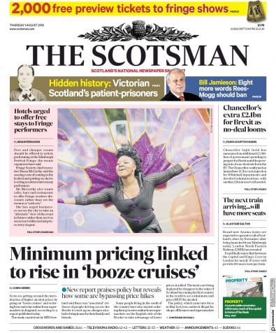 The Scotsman Newspaper Front Page (UK) for 1 August 2019