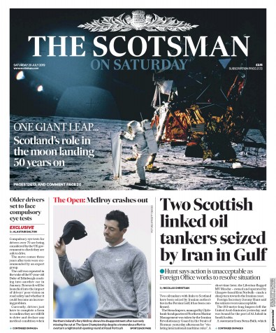 The Scotsman Newspaper Front Page (UK) for 20 July 2019