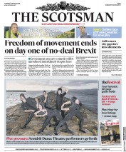 The Scotsman (UK) Newspaper Front Page for 20 August 2019