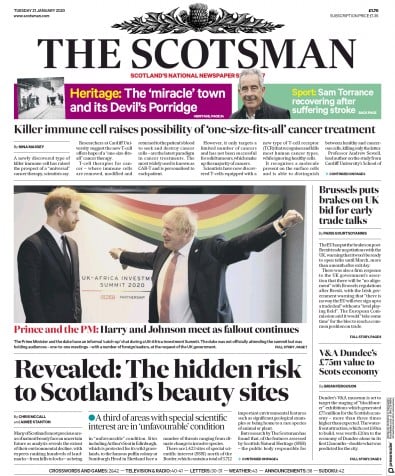The Scotsman Newspaper Front Page (UK) for 21 January 2020