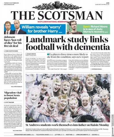 The Scotsman Newspaper Front Page (UK) for 22 October 2019
