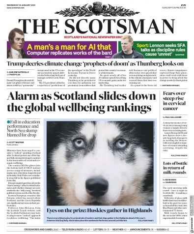 The Scotsman Newspaper Front Page (UK) for 22 January 2020