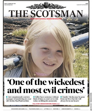 The Scotsman Newspaper Front Page (UK) for 22 February 2019