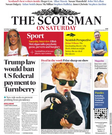The Scotsman Newspaper Front Page (UK) for 22 June 2019