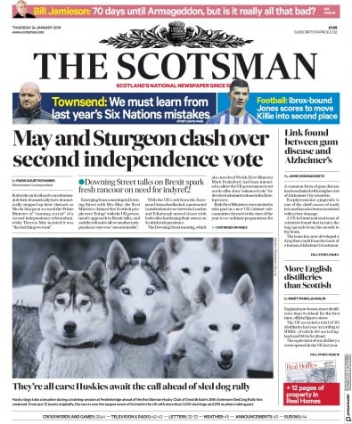 The Scotsman Newspaper Front Page (UK) for 24 January 2019