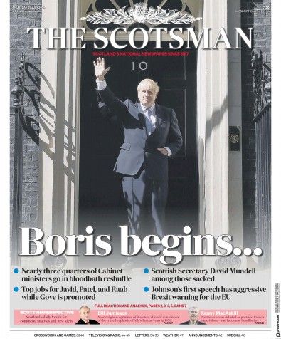 The Scotsman Newspaper Front Page (UK) for 25 July 2019