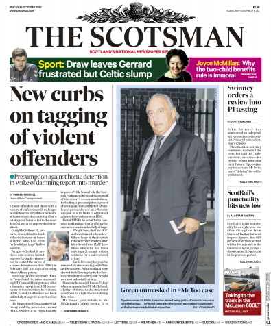 The Scotsman Newspaper Front Page (UK) for 26 October 2018