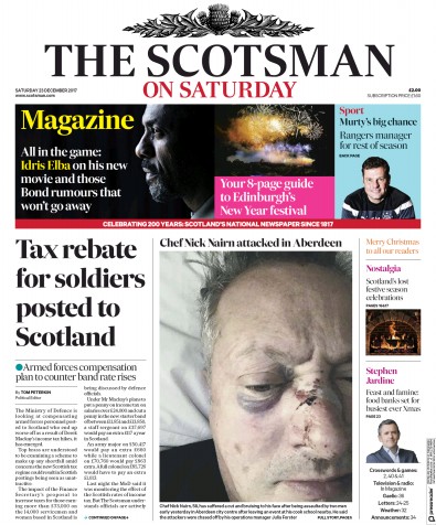 The Scotsman Newspaper Front Page (UK) for 26 December 2017