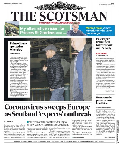 The Scotsman Newspaper Front Page (UK) for 26 February 2020