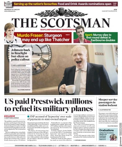 The Scotsman Newspaper Front Page (UK) for 26 June 2019