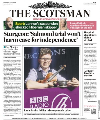 The Scotsman Newspaper Front Page (UK) for 28 January 2019
