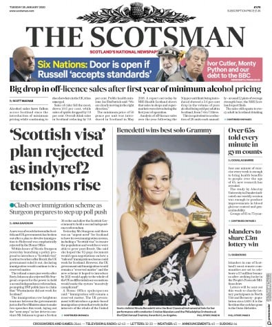 The Scotsman Newspaper Front Page (UK) for 28 January 2020