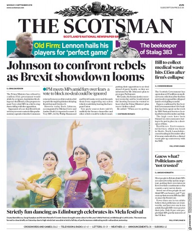 The Scotsman Newspaper Front Page (UK) for 2 September 2019