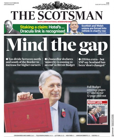 The Scotsman Newspaper Front Page (UK) for 30 October 2018