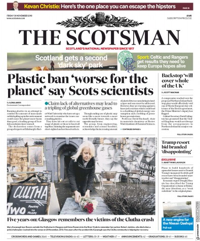 The Scotsman Newspaper Front Page (UK) for 30 November 2018