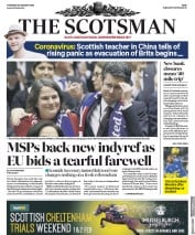 The Scotsman (UK) Newspaper Front Page for 30 January 2020
