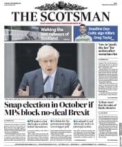The Scotsman (UK) Newspaper Front Page for 3 September 2019