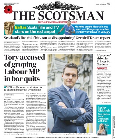 The Scotsman Newspaper Front Page (UK) for 4 November 2019