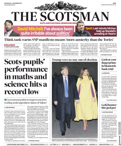 The Scotsman Newspaper Front Page (UK) for 4 December 2019