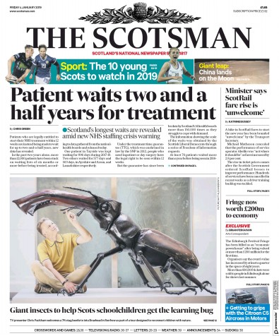 The Scotsman Newspaper Front Page (UK) for 4 January 2019
