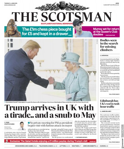 The Scotsman Newspaper Front Page (UK) for 4 June 2019