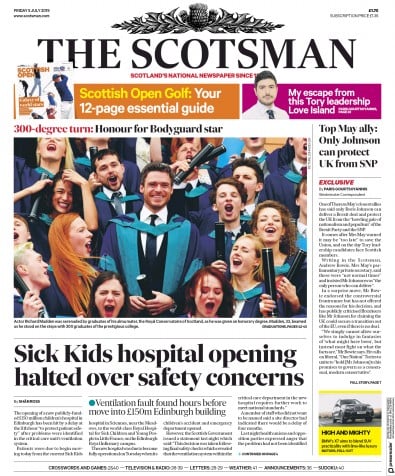 The Scotsman Newspaper Front Page (UK) for 5 July 2019