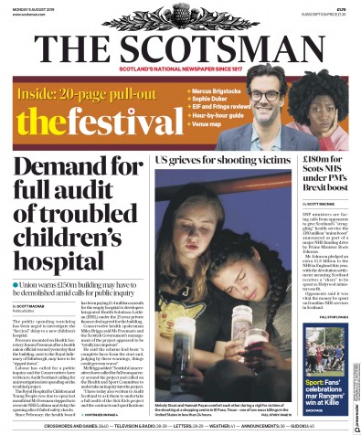 The Scotsman Newspaper Front Page (UK) for 5 August 2019
