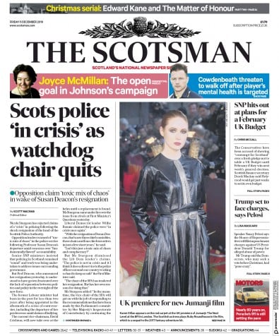 The Scotsman Newspaper Front Page (UK) for 6 December 2019