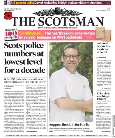 The Scotsman Newspaper Front Page (UK) for 7 November 2018