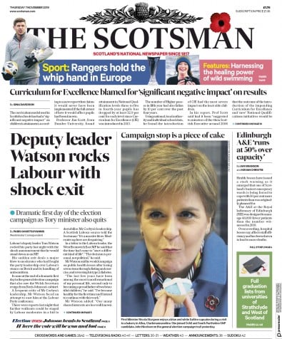 The Scotsman Newspaper Front Page (UK) for 7 November 2019