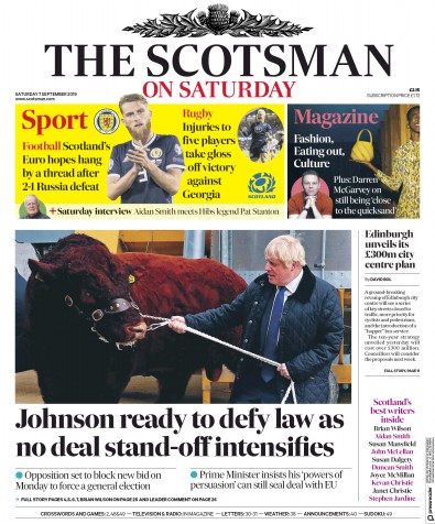 The Scotsman Newspaper Front Page (UK) for 7 September 2019