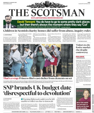 The Scotsman Newspaper Front Page (UK) for 8 January 2020