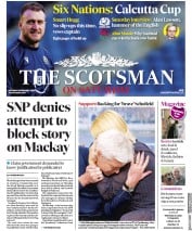 The Scotsman (UK) Newspaper Front Page for 8 February 2020