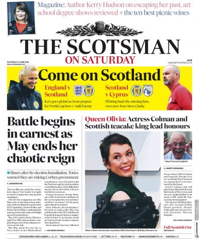 The Scotsman Newspaper Front Page (UK) for 8 June 2019